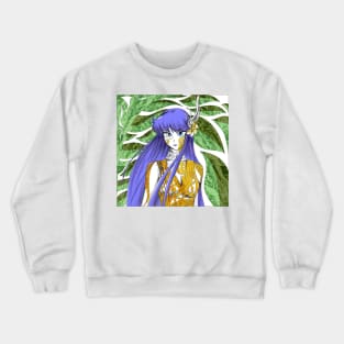 athena in floral golden cloth in the greek myth in saint seiya art Crewneck Sweatshirt